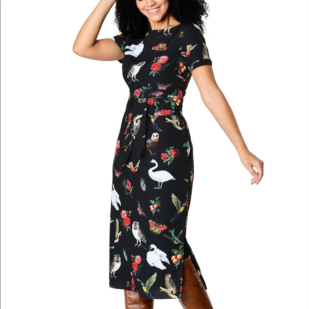 NWOT eShakti Whimsical Print Sheath Dress sz 8